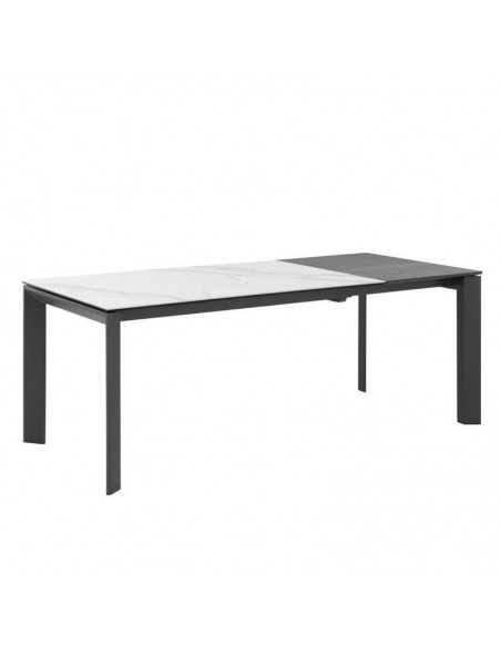 Mesa comedor extensible LISA 160x90, mármol Creta / antracita.