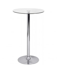Mesa alta MAGNA 106, vidro 60 cm de diâmetro, base cromada