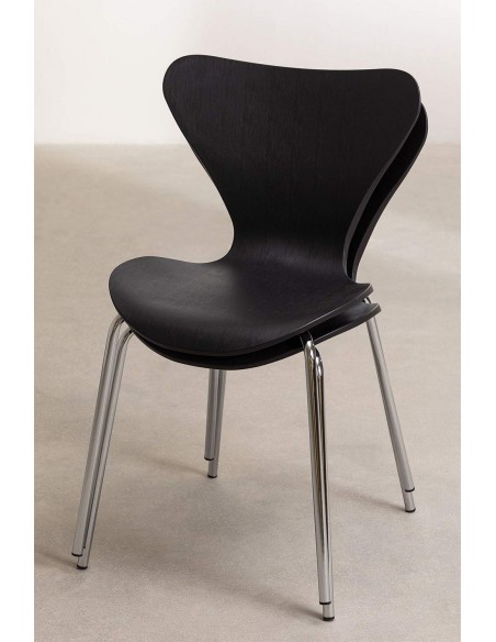 Silla cocina CANDY, cromada, polipropileno negro