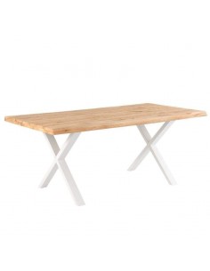 Mesa diseño industrial CORINE 180 x 95, roble, metal blanco