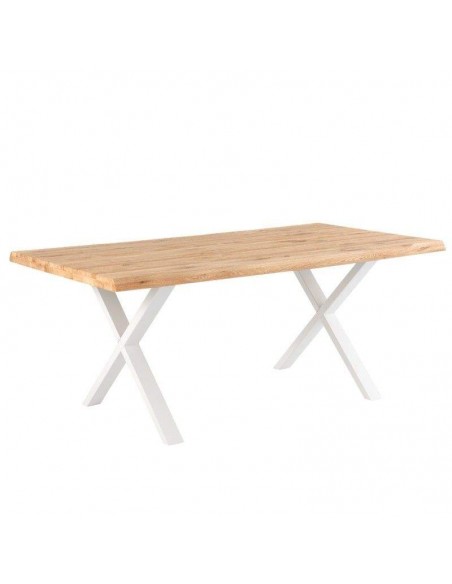 Mesa diseño industrial CORINE 180 x 95, roble, metal blanco