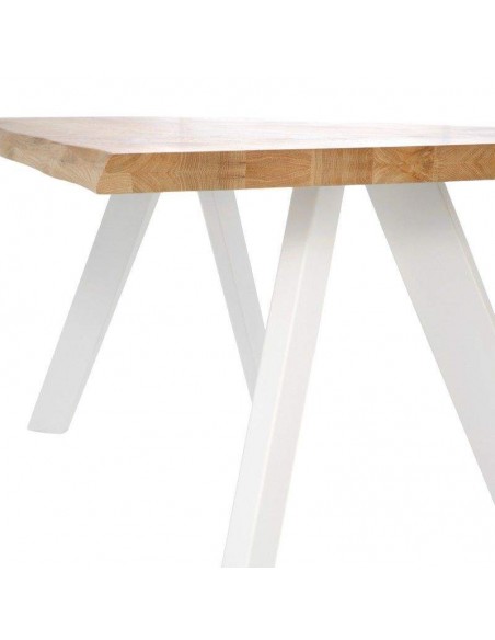 Mesa de diseño industrial LUCINA 180 x 95 roble, metal blanco.