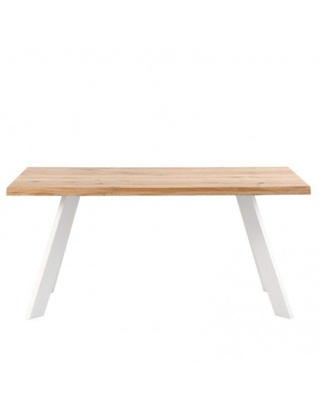 Mesa de diseño industrial LUCINA 180 x 95 roble, metal blanco.