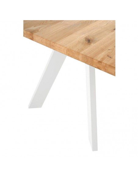 Mesa de diseño industrial LUCINA 180 x 95 roble, metal blanco.