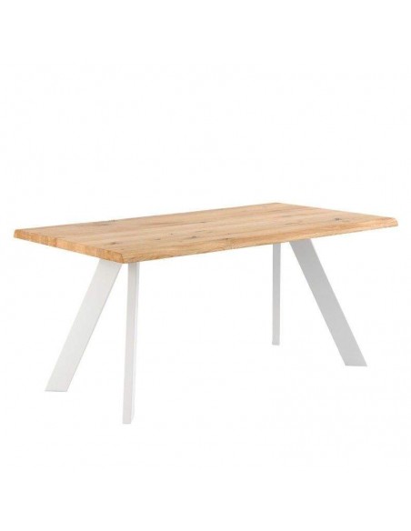 Mesa de diseño industrial LUCINA 180 x 95 roble, metal blanco.
