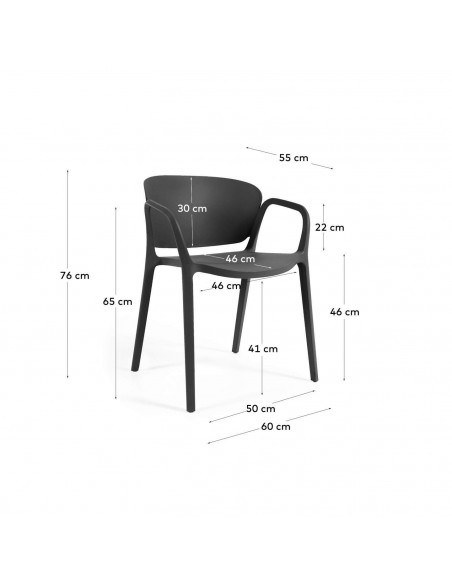 Silla apilable de exterior Ania, plástico reciclable con tratamiento rayos UV.