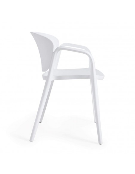 Silla apilable de exterior Ania, plástico reciclable con tratamiento rayos UV.