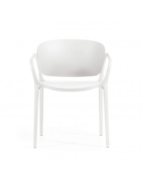 Silla apilable de exterior Ania, plástico reciclable con tratamiento rayos UV.
