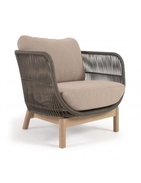 Poltrona de exterior Catalina, corda verde e madeira maciça