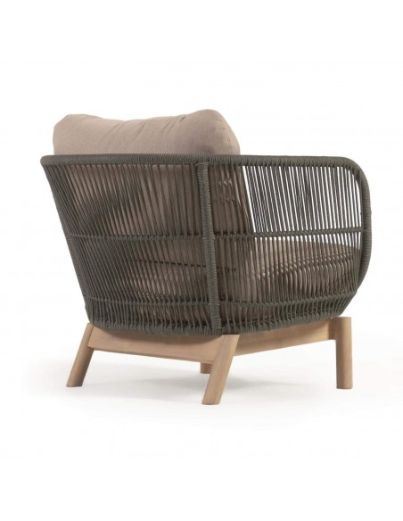 Poltrona de exterior Catalina, corda verde e madeira maciça