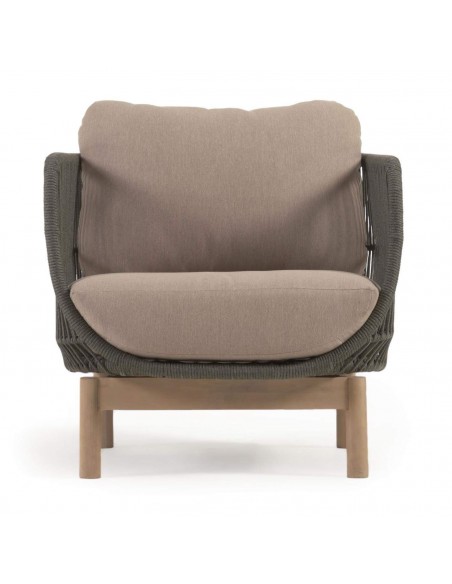 Poltrona de exterior Catalina, corda verde e madeira maciça