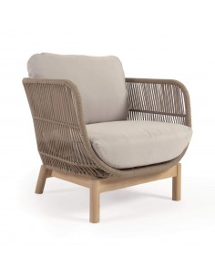 Butaca exterior Catalina, cuerda beige, madera de acacia.