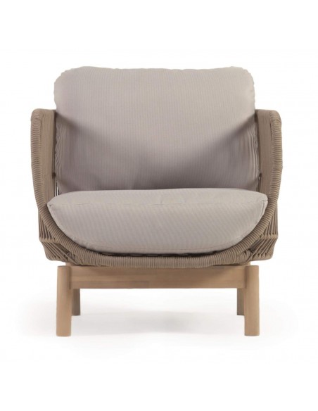 Butaca exterior Catalina, cuerda beige, madera de acacia.