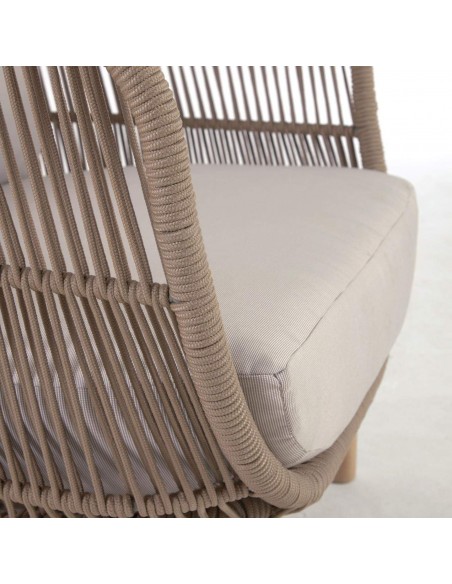 Butaca exterior Catalina, cuerda beige, madera de acacia.