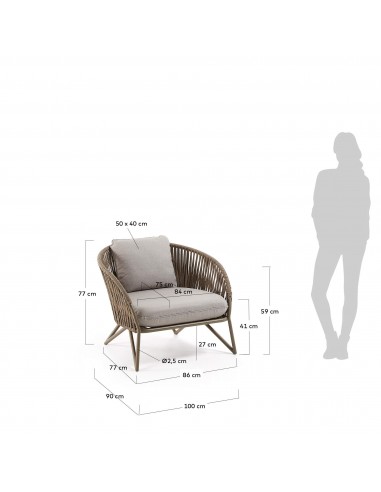 Butaca de exterior Branzie de cuerda marrón o...