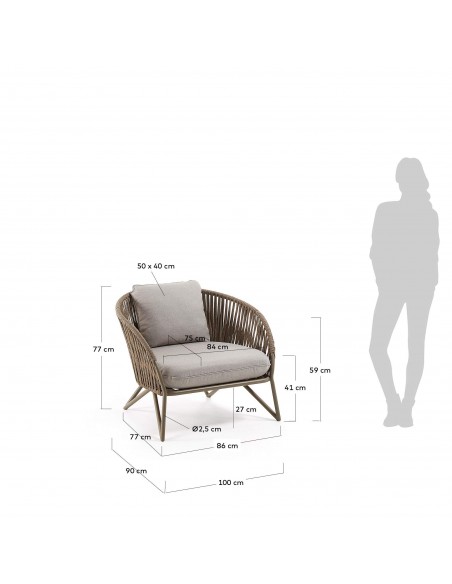 Butaca de exterior Branzie de cuerda marrón o negro