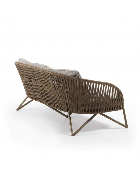 Sofá de exterior Branzie, 3 plazas de cuerda marrón 180 cm.
