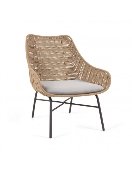 Butaca Abeli de exterior en cuerda Beige.