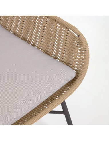 Poltrona de exterior Abeli em corda Beige.