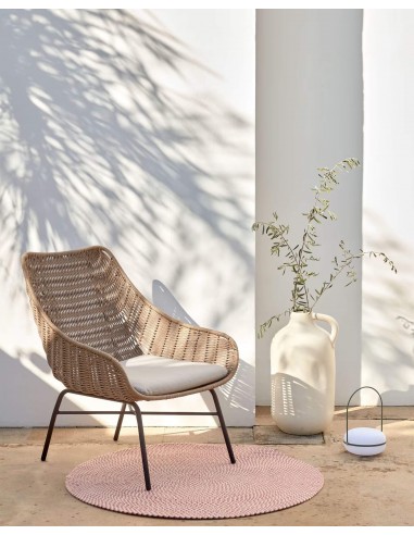 Butaca Abeli de exterior en cuerda Beige.