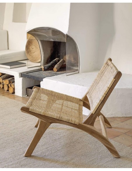 Sillón de diseño Beida madera maciza teca.