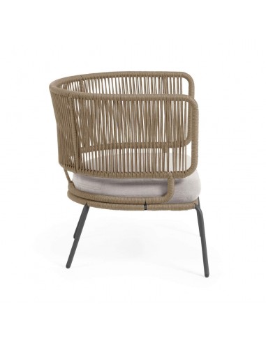 Sillón exterior Nadin, cuerda beige y patas de...