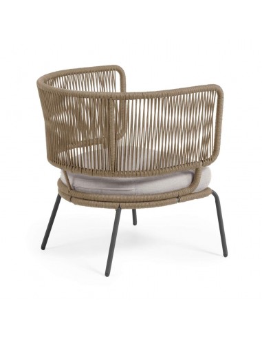 Sillón exterior Nadin, cuerda beige y patas de...