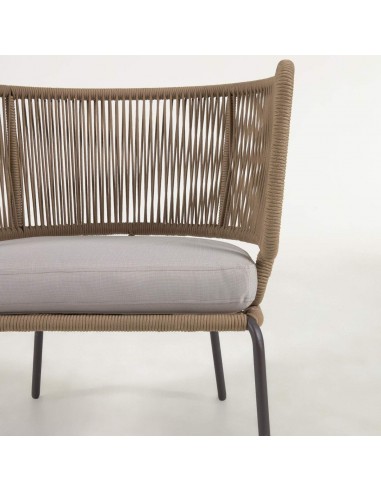 Sillón exterior Nadin, cuerda beige y patas de...