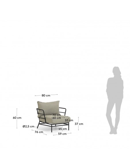 Poltrona exterior Mareluz em aço preto.