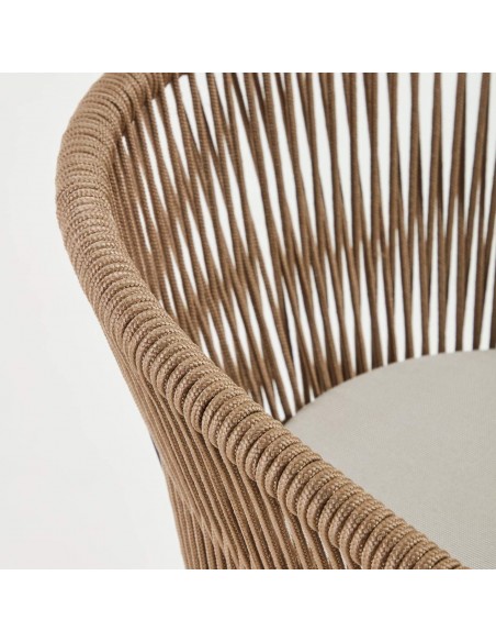 Taburete exterior Yanet, cuerda beige y acero galvanizado altura 80 cm.