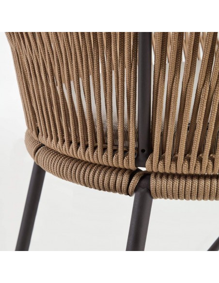 Taburete exterior Yanet, cuerda beige y acero galvanizado altura 80 cm.