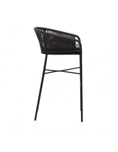Taburete exterior Yanet em corda preto e aço...