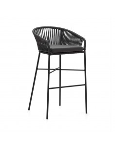 Taburete exterior Yanet, cuerda negro y acero galvanizado...