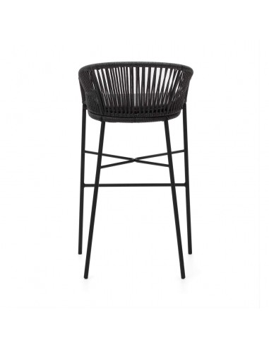 Taburete exterior Yanet em corda preto e aço...