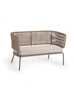 Sofá exterior Nadin 2 plazas, cuerda beige y acero...