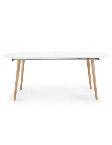 OAKLAND Mesa redonda extensible 120(200)x120, blanco, haya
