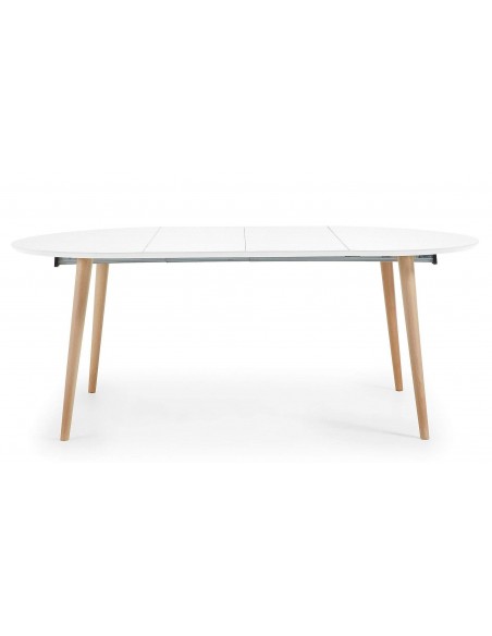 OAKLAND Mesa redonda extensible 120(200)x120, blanco, haya