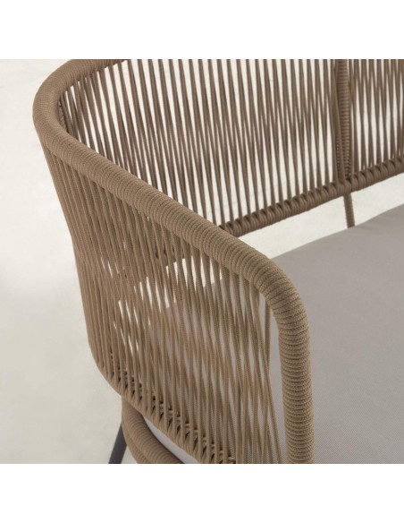 Sofá exterior Nadin de 2 lugares, corda bege e aço galvanizado.