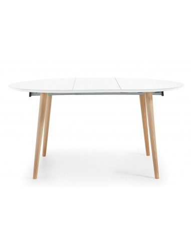 OAKLAND Mesa redonda extensible 120(200)x120, blanco, haya