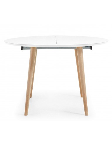 OAKLAND Mesa redonda extensible 120(200)x120, blanco, haya