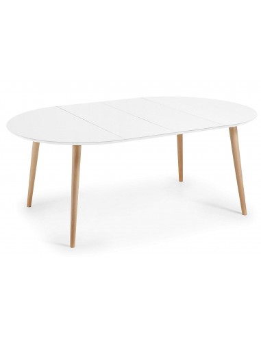 OAKLAND Mesa redonda extensible 120(200)x120, blanco, haya