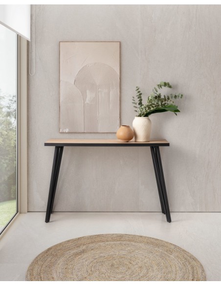 CONSOLA SINDI 120 X 40, melamina NATURAL com BORDA preta