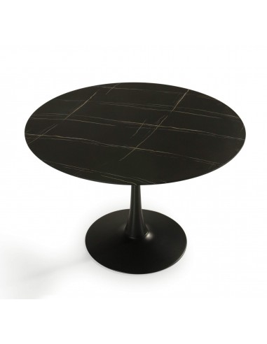 MESA REDONDA ADA 110, cristal símil mármol y...