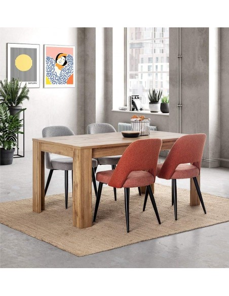 Mesa de comedor Dakota 180 x 90 cm, melamina color roble envejecido.