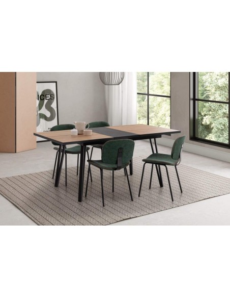 MESA EXTENSIBLE CLEO 140/180 x 90, NATURAL con CANTO BOCAMINA.