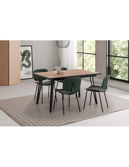 MESA EXTENDÍVEL CLEO 140/180 x 90. NATURAL con BORDO BOCAMINA.