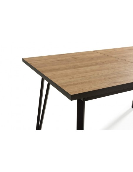 MESA EXTENDÍVEL CLEO 140/180 x 90. NATURAL con BORDO BOCAMINA.