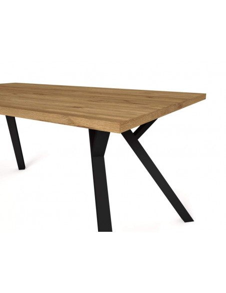 MESA DE JANTAR PAOLA 160X90 NATURAL e pés em BLACK METAL.