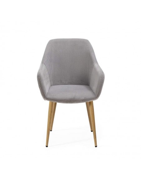 Silla con brazos DUNE, tejido pana y patas metalicas.