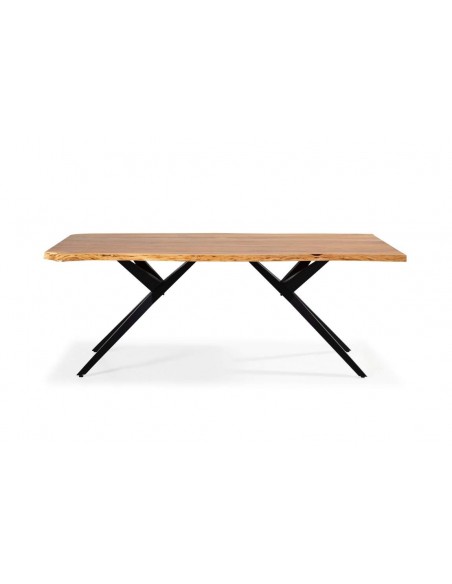 MESA DE COMEDOR MUDRI 200 x 100, ACACIA y PATA METAL NEGRO.
